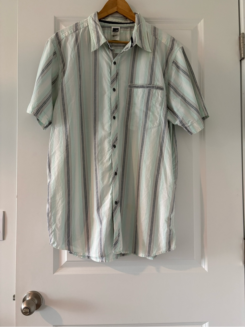 The North Face Men's Lightweight Mint Stripe Button-Up Shirt XL short sleeve